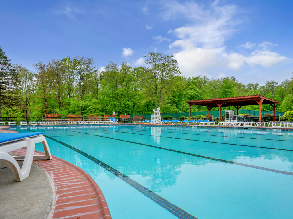 Big Bass Lake has a beautiful outdoor pool (Seasonal).