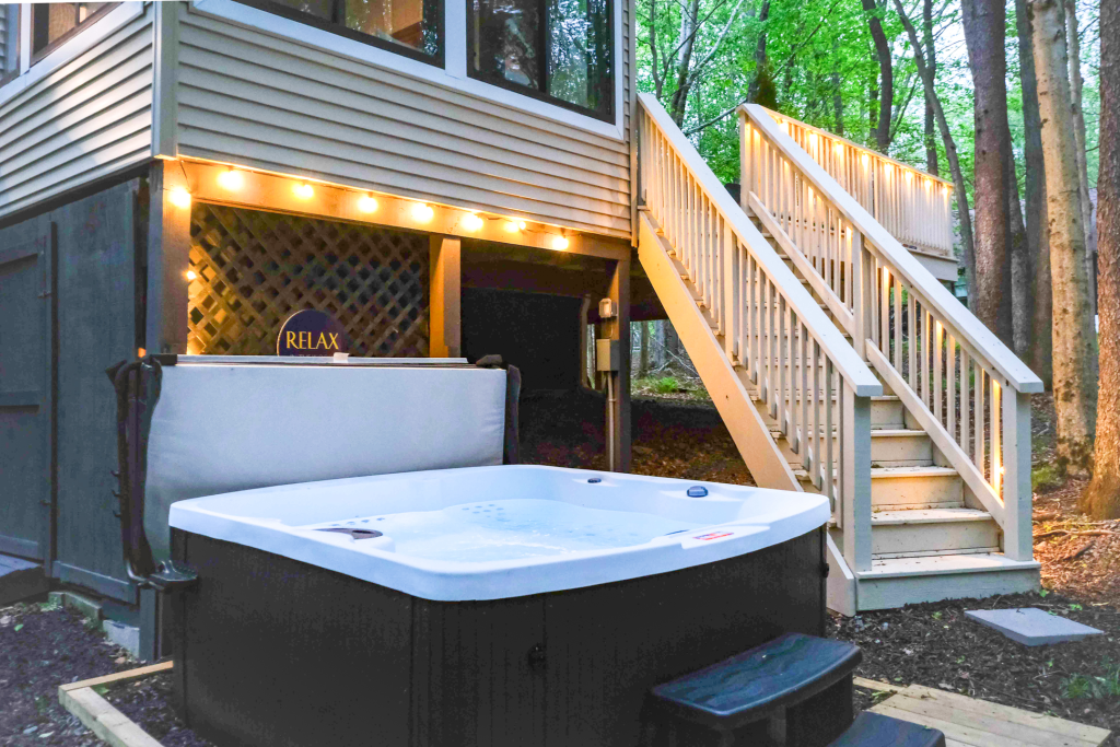 Enjoy the spa at your Pocono vacation home rental.